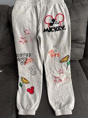 Disney Mickey Mouse Women's Embroidered Scribble Graphic Jogger Sweatpants